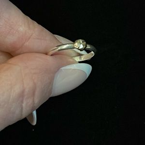 Sterling silver and 14k gold and tiny Diamond Ring